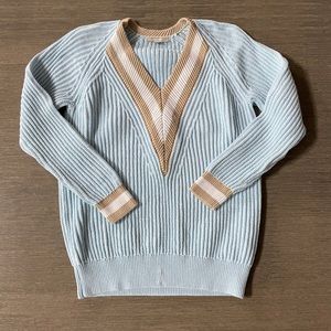 Oversized V-neck sweater by Joan Vass in a size M